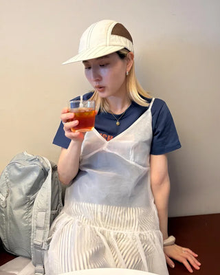 See-through gathered yoke camisole dress