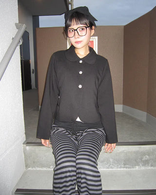Flower Button Round Collar Jacket