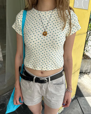 Mini Flower Cropped Mini T-Shirt
