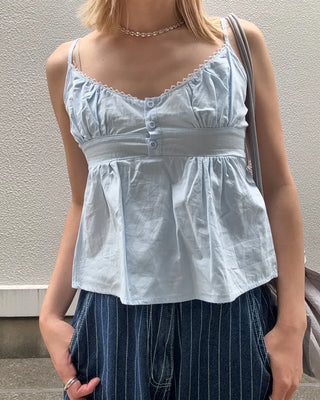 Half-button peplum camisole