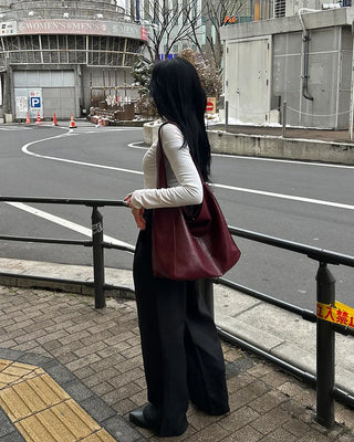 Boat neck cropped ribbed long-sleeve cut and sew