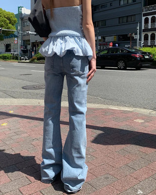 Slim-fit bootcut denim pants
