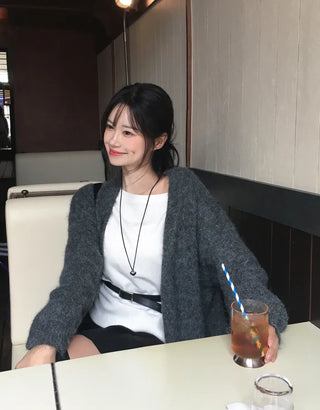 Angora V-neck cardigan