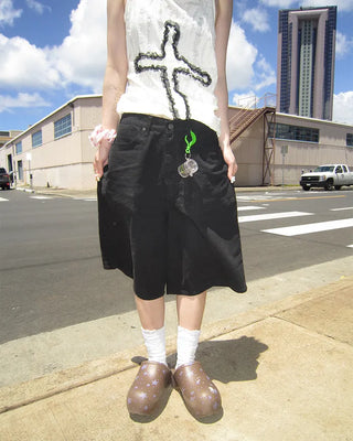 Tulle fabric distressed tank top