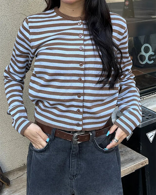 Two-tone striped cardigan