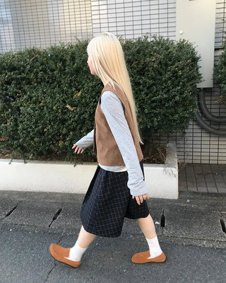 Suede V-neck vest