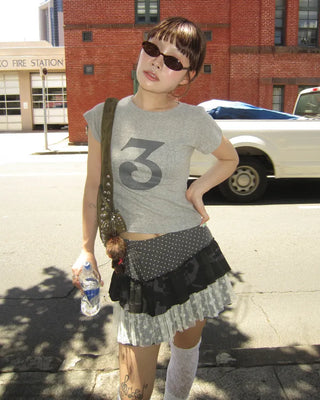 3 French Sleeve Cropped T-Shirt