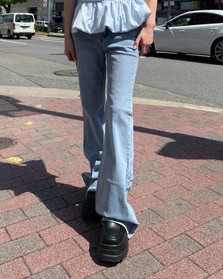 Slim-fit bootcut denim pants