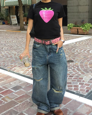 [1st Re-release] (ORIGINAL) Strawberry Lettering Slim T-Shirt