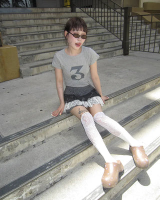 3 French Sleeve Cropped T-Shirt