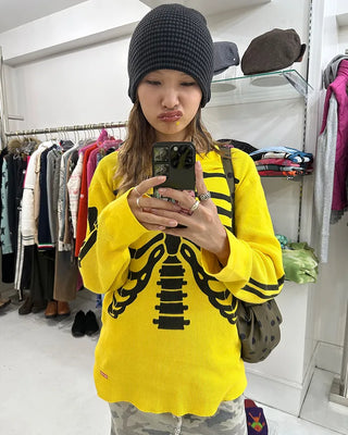 Slim Border Rib Knit Beanie