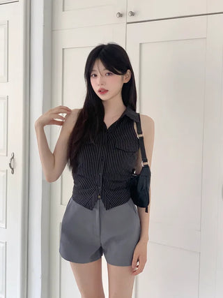 Striped border halter vest
