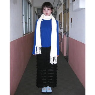 Rib Twist Tassel Point Scarf