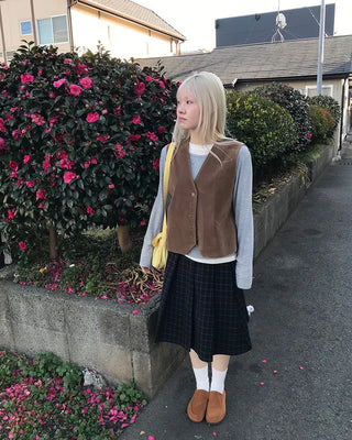 Suede V-neck vest