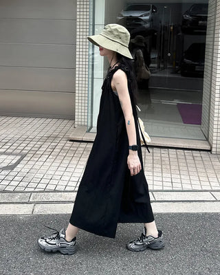 Shoulder Ribbon String Long Dress
