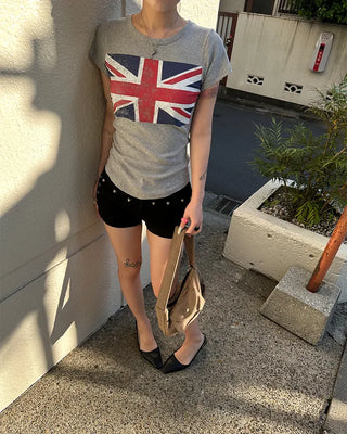 Skull Studded Berry Short Black Pants