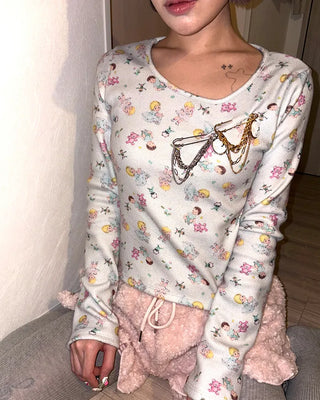 Baby Jewel Neck Cropped Fleece-Lined Cut and Sew Top