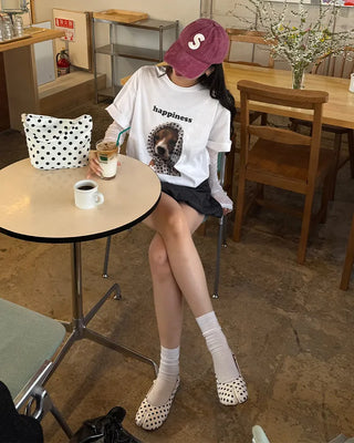 Scarf puppy point short-sleeved T-shirt