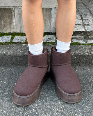 Inner fleece ankle-cut high-sole sheepskin boots