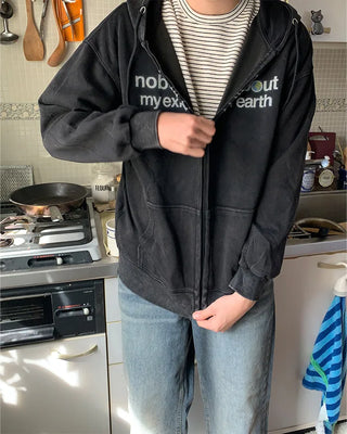 (Unisex) Lettering Wash Hoodie