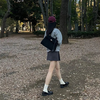 Suede-style square shoulder bag