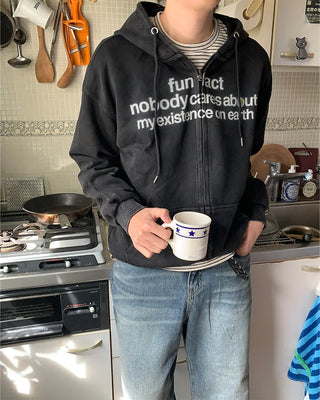 (Unisex) Lettering Wash Hoodie
