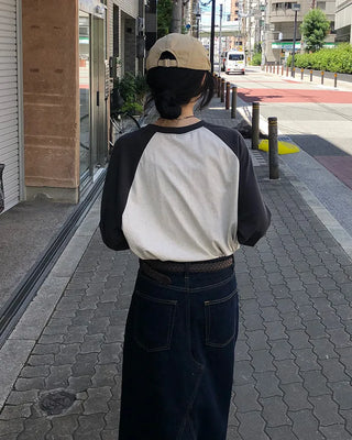 (Unisex) Raglan Sleeve Point Long Sleeve T-Shirt