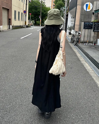 Shoulder Ribbon String Long Dress