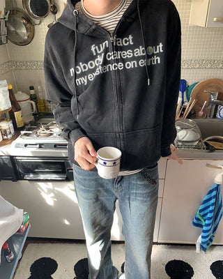 (Unisex) Lettering Wash Hoodie