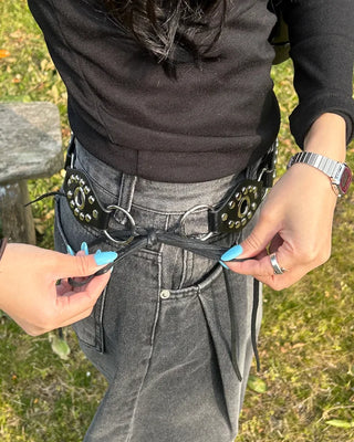 Vintage studded strap belt