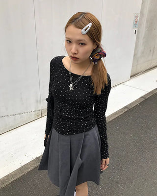 Mini Star Gel Neck Long T-Shirt