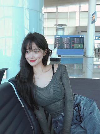 See-through V-neck knit (5 colors)