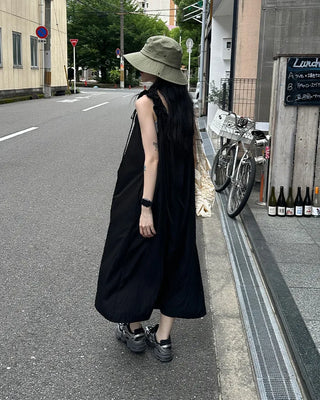 Shoulder Ribbon String Long Dress