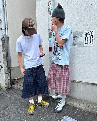 (ORIGINAL) Tartan Check Half Wide Easy Pants