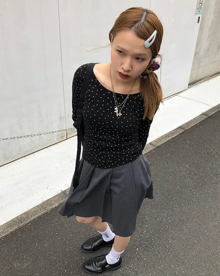 Mini Star Gel Neck Long T-Shirt