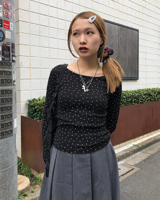 Mini Star Gel Neck Long T-Shirt