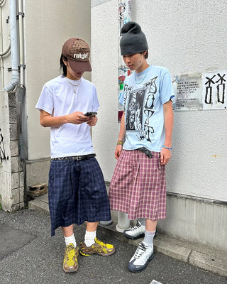 (ORIGINAL) Tartan Check Half Wide Easy Pants