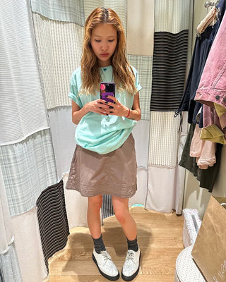 (Unisex) Rib Neck Simple Short Sleeve T-Shirt