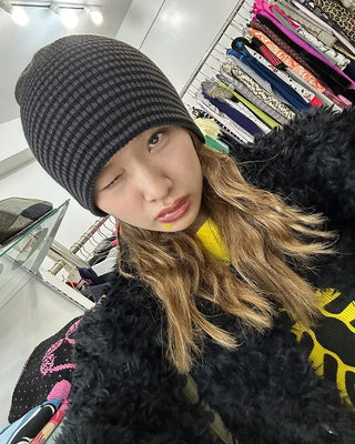 Slim Border Rib Knit Beanie