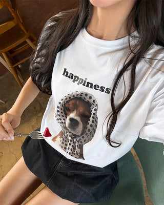Scarf puppy point short-sleeved T-shirt