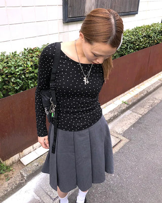 Mini Star Gel Neck Long T-Shirt