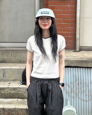Two-tone ringer neck T-shirt
