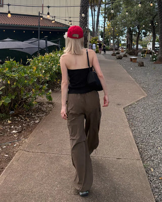 Waist drawstring cargo parachute pants