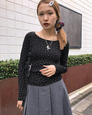 Mini Star Gel Neck Long T-Shirt