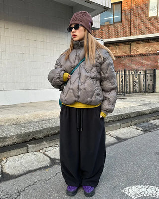 (Unisex) Hip Square Pocket Fleece Balloon Jogger Pants