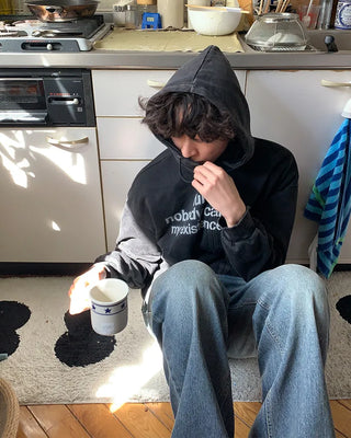 (Unisex) Lettering Wash Hoodie