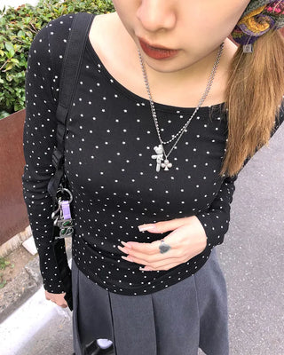 Mini Star Gel Neck Long T-Shirt
