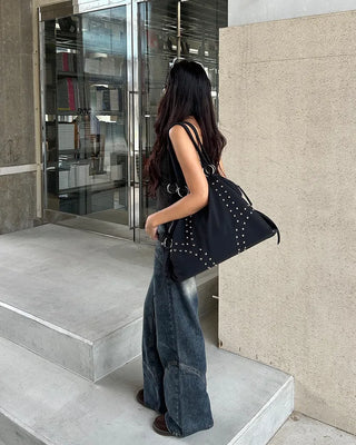 Double rivet line nylon bag
