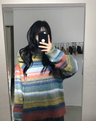 Striped round neck knit