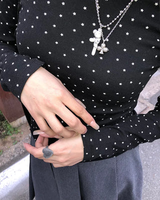 Mini Star Gel Neck Long T-Shirt